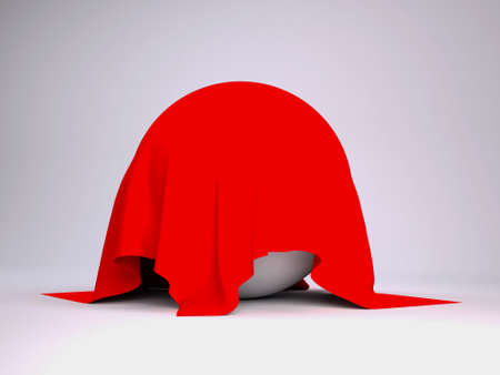 Ball covered with red cloth  render studioの写真素材