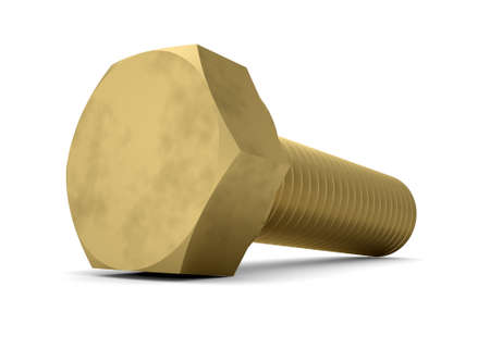 Brass bolt  Isolated render on a white backgroundの写真素材
