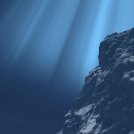 Underwater  Large stone in the water  3d renderの写真素材