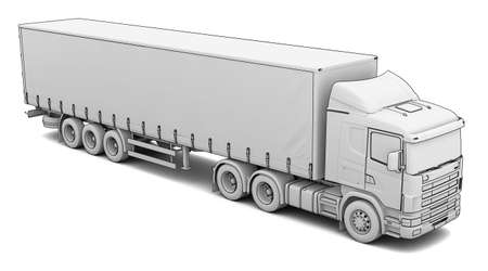 Sketch white truck  Isolated render on a white backgroundの写真素材
