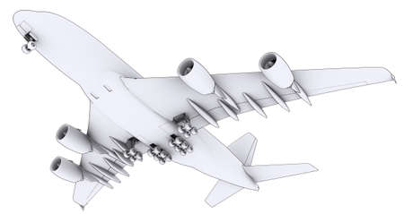 Large white plane  Isolated render in lines