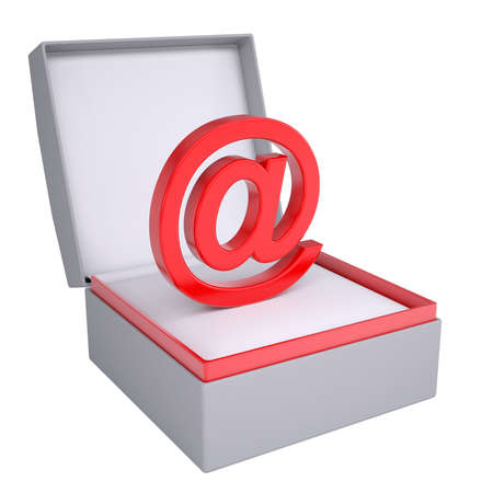 Email sign in open gift box  3d render isolated on white background