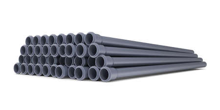 Grey PVC sewer pipes  Isolated render on white background