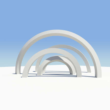 Abstract architecture  Render on the sky backgroundの写真素材
