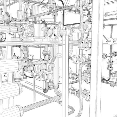 Wire-frame industrial equipment のイラスト素材