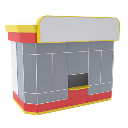 Small shop  Isolated render on a white backgroundの写真素材