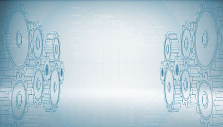 High-tech gear on a blue background  The concept of future technologyの写真素材