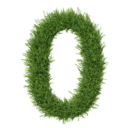 Arabic numeral made of grass  Isolated render on a white backgroundの写真素材