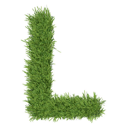Letter of the alphabet made from grass  Isolated render on a white backgroundの写真素材
