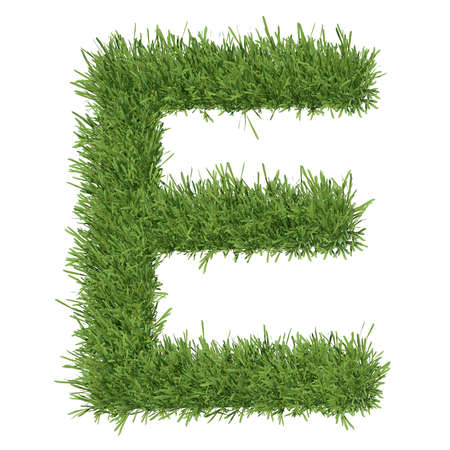 Letter of the alphabet made from grass  Isolated render on a white backgroundの写真素材