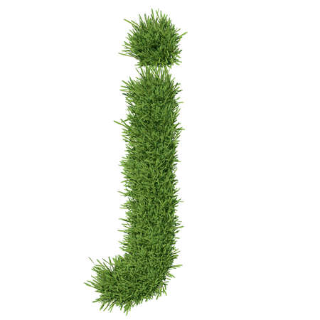 Letter of the alphabet made from grass  Isolated render on a white backgroundの写真素材