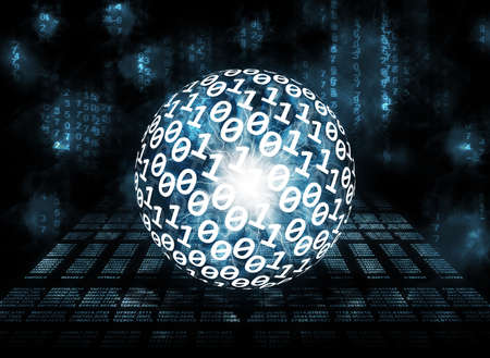 Glowing digital code on a dark background  Business concept
