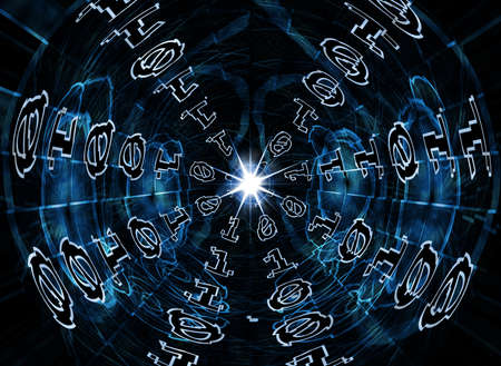 Glowing digital code on a dark background  Business concept