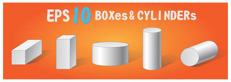 Vector primitives  Boxes and cylinders with shadows のイラスト素材
