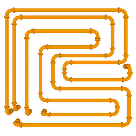 Yellow pipe  Isolated render on a white backgroundの写真素材