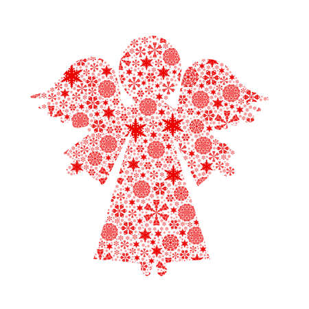Angel silhouette filled with snowflakes  Christmas cardの写真素材