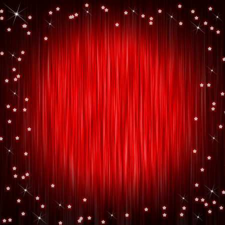 Closed curtain of red cloth and little starsの写真素材