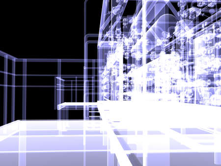Industrial equipment  X-Ray render isolated on a black background