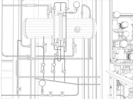 Industrial equipment  Wire-frame  Vector EPS10 format  Vector rendering of 3dのイラスト素材
