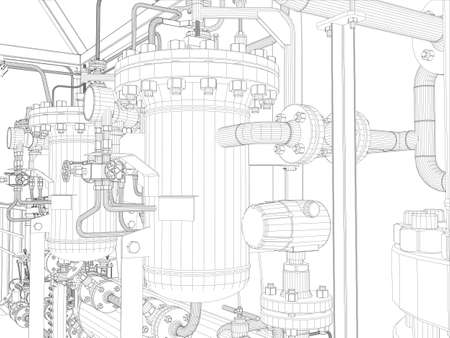 Industrial equipment  Wire-frame  Vector EPS10 format  Vector rendering of 3dのイラスト素材