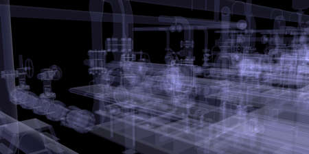 Industrial equipment  X-Ray render isolated on a black backgroundの写真素材