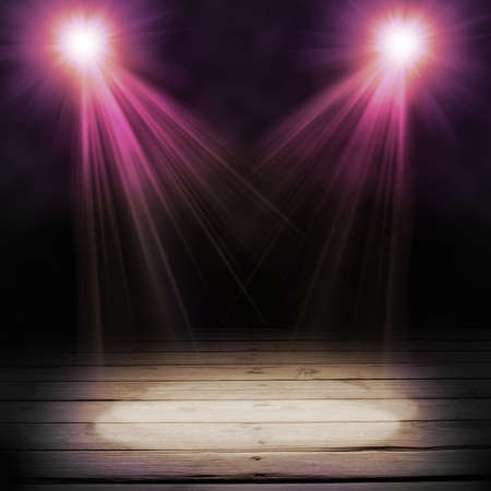 Wooden floor and two spot  grungy studio