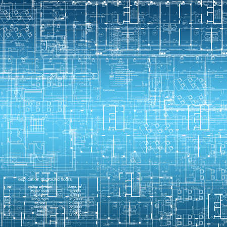 The background of the architectural drawings  blue background