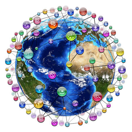 Application icons around the earth  The concept of software