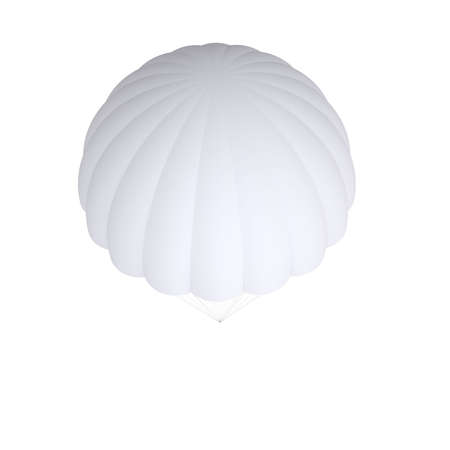 White parachute  Isolated render on a white backgroundの写真素材