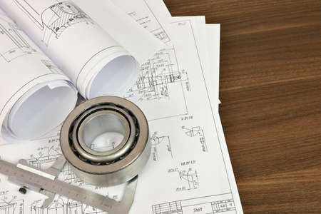 Construction drawings, caliper and bearing  Desk Engineer