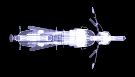 Motorcycle  X-Ray render isolated on black backgroundの写真素材