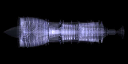 X-ray concept jet engine  Isolated render on a black background