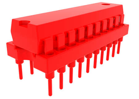 Red microchip  Isolated render on a white background