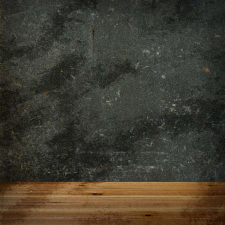 Wooden floor and concrete wall  The background in grunge style