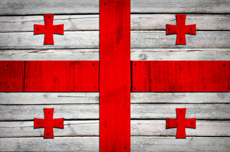 Georgian flag painted on wooden boards  Grunge styleの写真素材