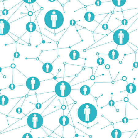 Social network  In the lattice points are people icons  White backgroundの写真素材