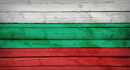 Bulgaria flag painted on wooden boards  Grunge styleの写真素材