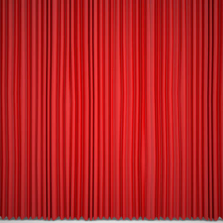 Closed red curtain lit Spotlight  Three-dimensional renderの写真素材