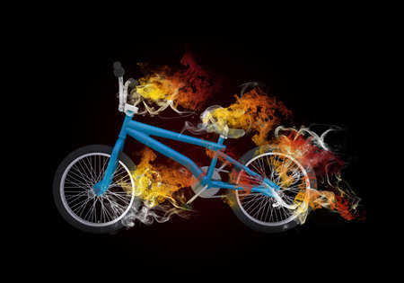 BMX bike in the colored smoke  Sport conceptの写真素材