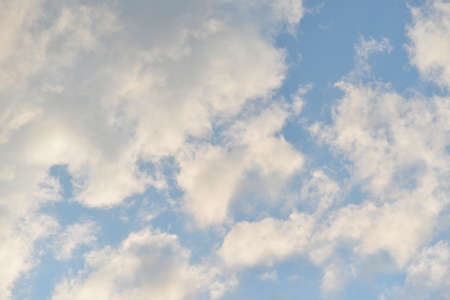 Blue sky with white clouds  Closeup photo