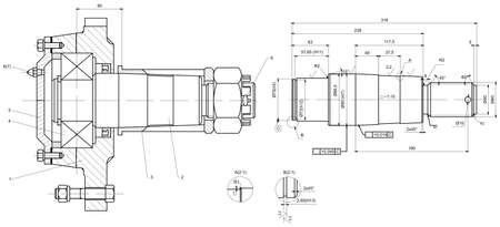 Engineering drawing of bearing on shaft  Vector formatのイラスト素材