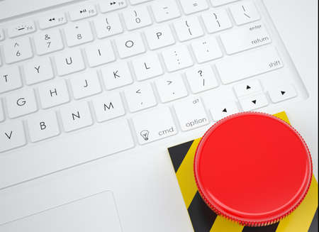 Danger button on the keyboard  View from aboveの写真素材