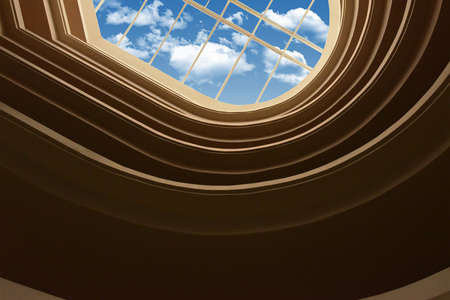 Wall and window in ceilingの写真素材