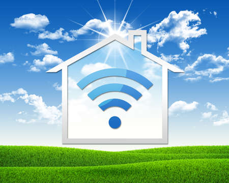 House icon with wi-fi symbolの写真素材
