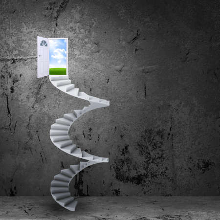 Spiral stairs and magic doorsの写真素材