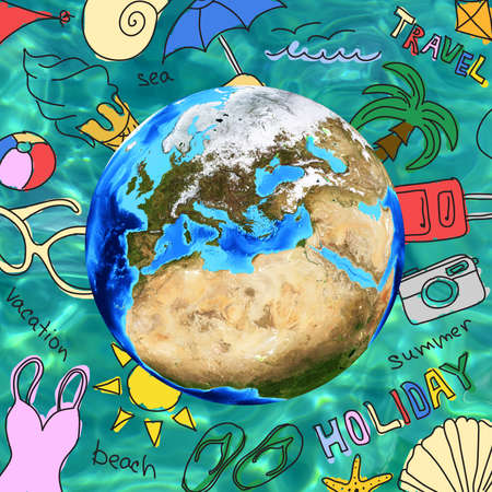 Colored summer sketches around Earthの写真素材