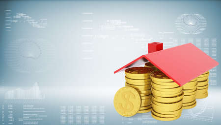 Conceptual house made from coinsの写真素材