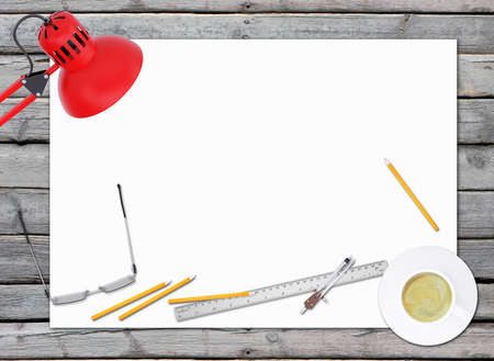 Lie on wooden floor office objects