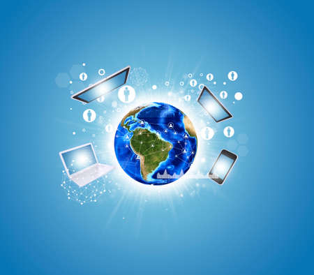 Earth with electronics, graphs and network