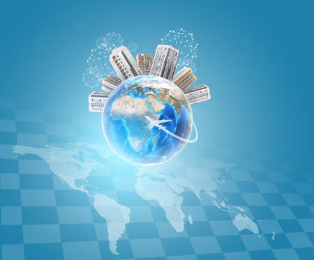 Earth with buildingsの写真素材